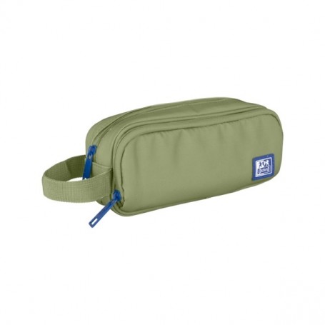 OXFORD B-SMART ESTUCHE PORTATODO - 3 COMPARTIMENTOS - ASA LATERAL - FABRICADO EN MATERIAL RECICLADO - VERDE SAFARI