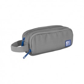 OXFORD B-SMART ESTUCHE PORTATODO - 3 COMPARTIMENTOS - ASA LATERAL - FABRICADO EN MATERIAL RECICLADO - GRIS