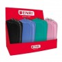 ENRI EXPOSITOR DE 20 ESTUCHES PORTATODO CON 3 COMPARTIMENTOS - CIERRES DE CREMALLERA - FABRICADO EN POLIESTER - COLORES SURTIDOS