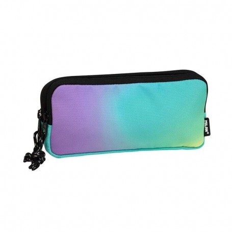 MILAN SUNSET ESTUCHE PORTATODO 3 COMPARTIMENTOS - TEJIDO RESISTENTE A LAS ROTURAS Y RASGADURAS - MEDIDAS 22X11X6.5CM - TURQUESA