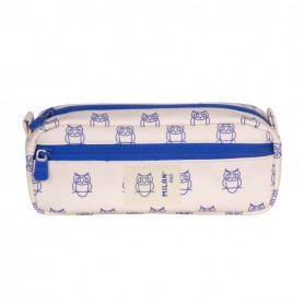 MILAN COLECCION 460 PORTATODO RECTANGULAR - 2 COMPARTIMENTOS CON CREMALLERA - BEIGE/AZUL