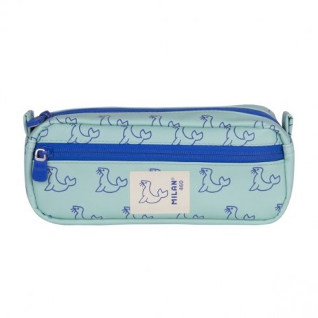 MILAN COLECCION 460 PORTATODO RECTANGULAR - 2 COMPARTIMENTOS CON CREMALLERA - VERDE/AZUL