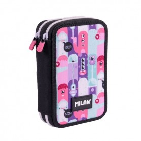 MILAN ALIENS 2 PLUMIER DE 2 PISOS CON REGLA - SACAPUNTAS - GOMAS DE BORRAR - LAPICES DE GRAFITO Y DE COLORES - ROTULADORES - BOL