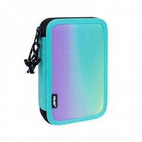MILAN SUNSET PLUMIER DE 2 PISOS CON 2 GOMAS DE BORRAR, SACAPUNTAS, LAPIZ, BOLIGRAFO COMPACT, REGLA, 12 LAPICES DE COLORES Y 18 R
