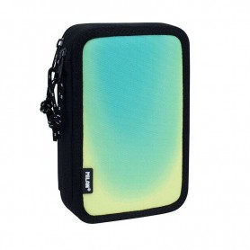 MILAN SUNSET PLUMIER DE 2 PISOS CON 2 GOMAS DE BORRAR, SACAPUNTAS, LAPIZ, BOLIGRAFO COMPACT, REGLA, 12 LAPICES DE COLORES Y 18 R