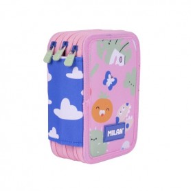 MILAN GREEN AND GROW PLUMIER DE 3 PISOS CON GOMA DE BORRAR - SACAPUNTAS - LAPIZ - 3 BOLIGRAFOS - REGLA - 12 LAPICES DE COLORES -