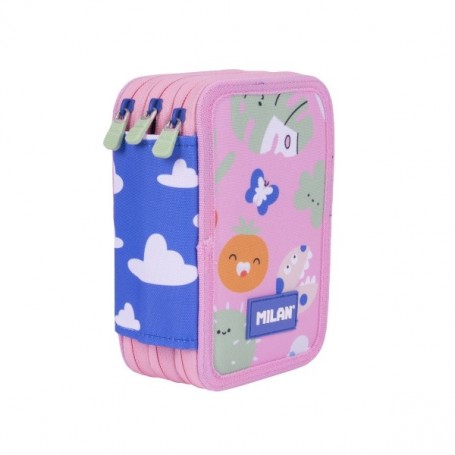 MILAN GREEN AND GROW PLUMIER DE 3 PISOS CON GOMA DE BORRAR - SACAPUNTAS - LAPIZ - 3 BOLIGRAFOS - REGLA - 12 LAPICES DE COLORES -