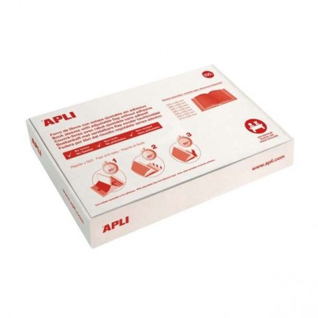 APLI CAJA DE 100 FORROS PARA LIBROS 300MM PVC 130 MICRAS - SOLAPA AUTOAJUSTABLE - FACIL FORRADO EN 3 PASOS - TRANSPARENTE