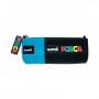 POSCA ESTUCHE DE LONA 8,5X19,5CM - IDEAL PARA ROTULADORES Y UTILES ESCOLARES - CIERRE DE CREMALLERA - NEGRO/AZUL