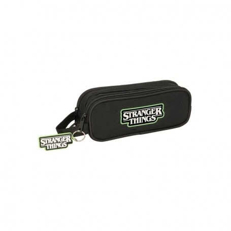SAFTA STRANGER THINGS PORTATODO - 2 COMPARTIMENTOS CON CREMALLERAS - ASA LATERAL - 1L - 210X60X80MM - NEGRO
