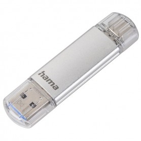 HAMA LAETA - PENDRIVE 32GB USB 3.0 CON TAPA - USB-A+USB-C - FUNCION OTG - CUERPO METALICO - PLATA + LPI*