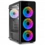 NOX HUMMER TGM ARGB - CAJA GAMING ATX - 4 VENTILADORES ARGB RAINBOW - FRONTAL LATERAL Y SUPERIOR CRISTAL TEMPLADO - NEGRO