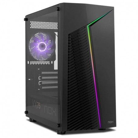 NOX HUMMER INFINITY ZETA - CAJA GAMING M-ATX - 1 VENTILADOR ARGB RAINBOW - LATERAL CRISTAL TEMPLADO - NEGRO