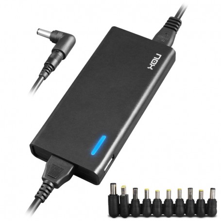 NOX CARGADOR UNIVERSAL PARA PORTATIL 90W - AUTOMATICO - 10 CLAVIJAS - HASTA 6A - PUERTO USB  - NEGRO