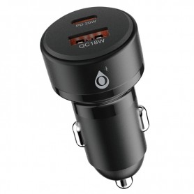 ONE+ NA0551 NE - CARGADOR DE COCHE 38W - 2 PUERTOS USB-C + USB-A - PD-QC3.0 - SIN CABLE - NEGRO