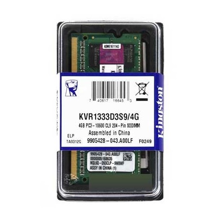 4GB MEMORIA SODIMM DDR-3 1333MHZ PC3-10600 KINGSTON