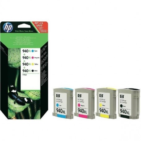 HP 940 XL - PACK DE 4 CARTUCHOS DE TINTA ORIGINALES B/C/M/Y (1 X 49 ML + 3 X 16 ML) - C2N93AE