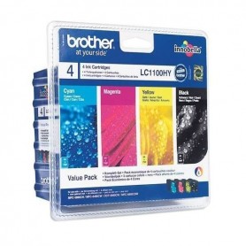 BROTHER LC1100HYVALBP - PACK DE 4 CARTUCHOS DE TINTA ORIGINALES B/C/M/Y (1X900 PAG + 3X750 PAG)