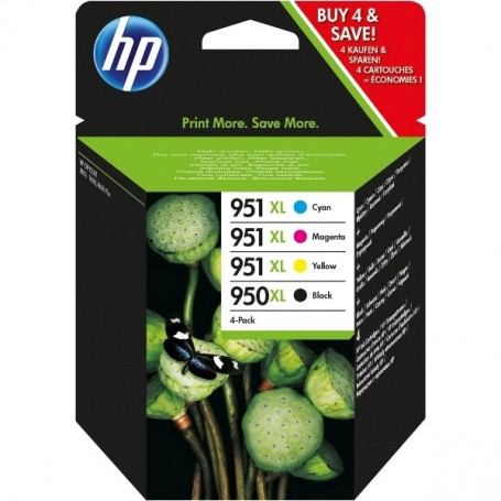 HP 950XL + 951XL - PACK DE 4 CARTUCHOS DE TINTA ORIGINALES B/C/M/Y (1 X 53 ML + 1 X 24 ML + 2 X 17 ML) - C2P43AE