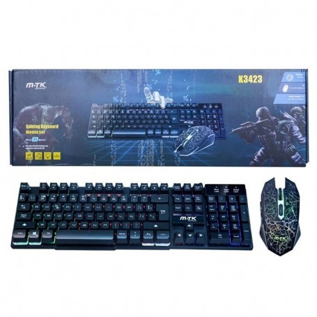 MTK K3423 - TECLADO + RATON GAMING - MECANICO - CON LUZ LED -NEGRO