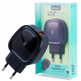 ONE+ CARGADOR A2807 E-KKO MAX QC3.0 1 PTO USB 5V/9V/12V 3.1A (SIN CABLE) NEGRO